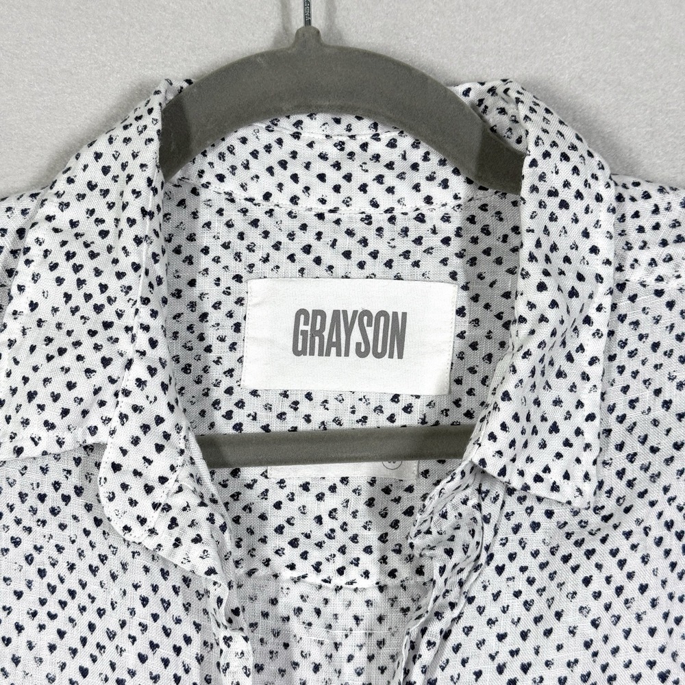 Grayson by Frank and Eileen Top Womens XL The Hero Shirt Linen Heart Print - Picture 4 of 15